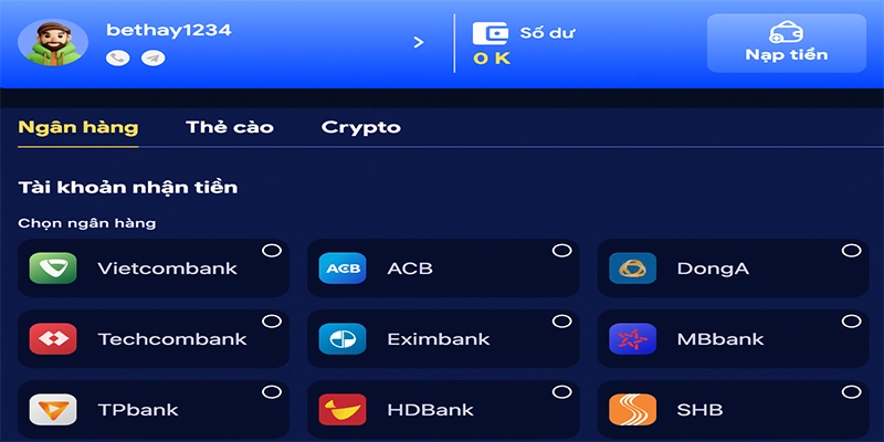 ZIK88 🎖️ Nhà Cái Thể Thao, Casino, Nổ Hũ, Bắn Cá 11 Hướng dẫn nạp tiền ZIK88 nhanh chóng